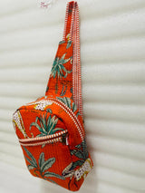 Handcrafted Quilted Cotton One Strap Backpack - 12x9.5x4.5 Inches