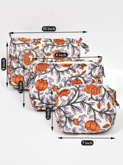 Set of 3 cosmetic bag/pouches