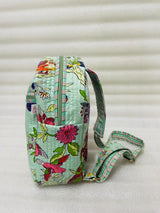 Handcrafted Quilted Cotton One Strap Backpack - 12x9.5x4.5 Inches