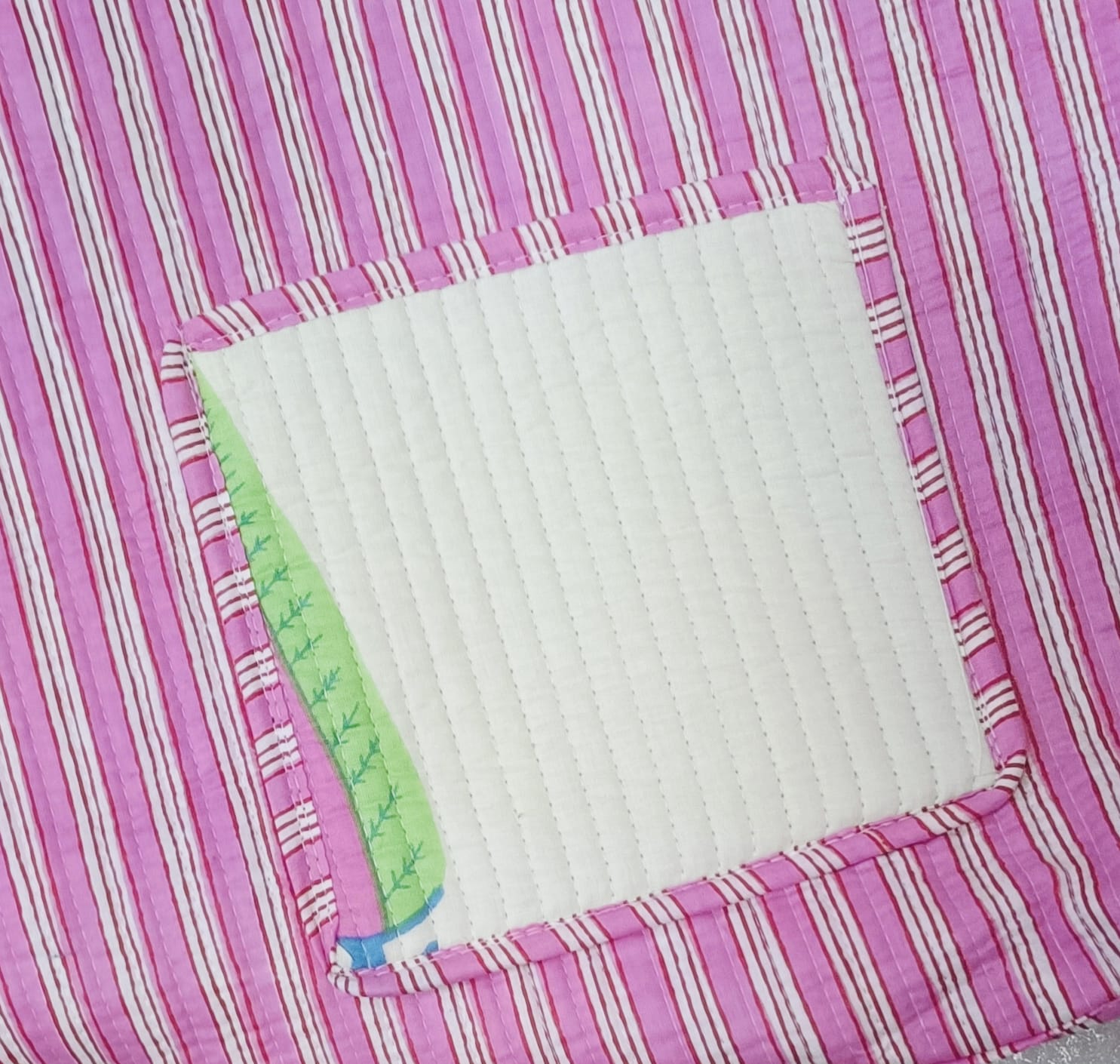 Handblock Printed Cotton Tote Bag with Unique Moon-Shaped Handle- 14x14x6 inches