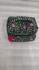 Handcrafted Quilted Makeup Organizer Bag | Cosmetic & Travel Vanity Case - 9x6.5x6.2 inches