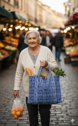 Handblock Printed Quilted Tote Bag without zip/button 17x18x 6 inches