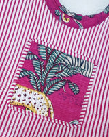 Handblock Printed Cotton Tote Bag with Unique Moon-Shaped Handle- 14x14x6 inches