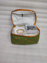 Handcrafted Quilted Makeup Organizer Bag | Cosmetic & Travel Vanity Case - 9x6.5x6.2 inches