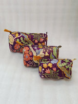 Set of 3 cosmetic bag/pouches with waterproof lining