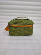 Handcrafted Quilted Makeup Organizer Bag | Cosmetic & Travel Vanity Case - 9x6.5x6.2 inches