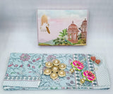 Diwali Gift Box | 1 Double Bedsheet, 1 Pair Door Hanging, 1 Metal Urli, 2 Laddoo Candles