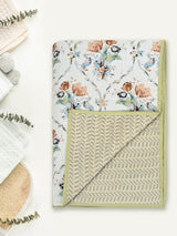Quilted Floral Printed Reversible Bedcover with 2 Pillow Covers