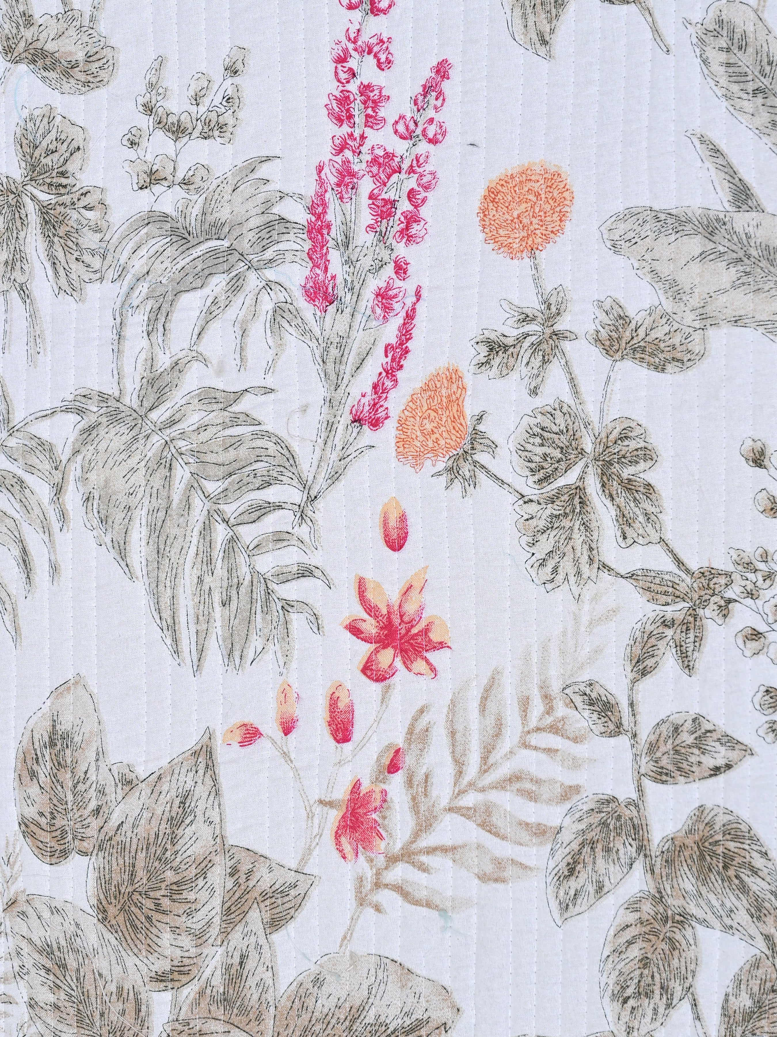 Quilted Floral Printed Reversible Bedcover with 2 Pillow Covers
