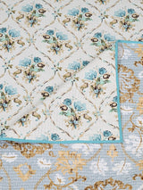 Quilted Floral Printed Reversible Bedcover with 2 Pillow Covers