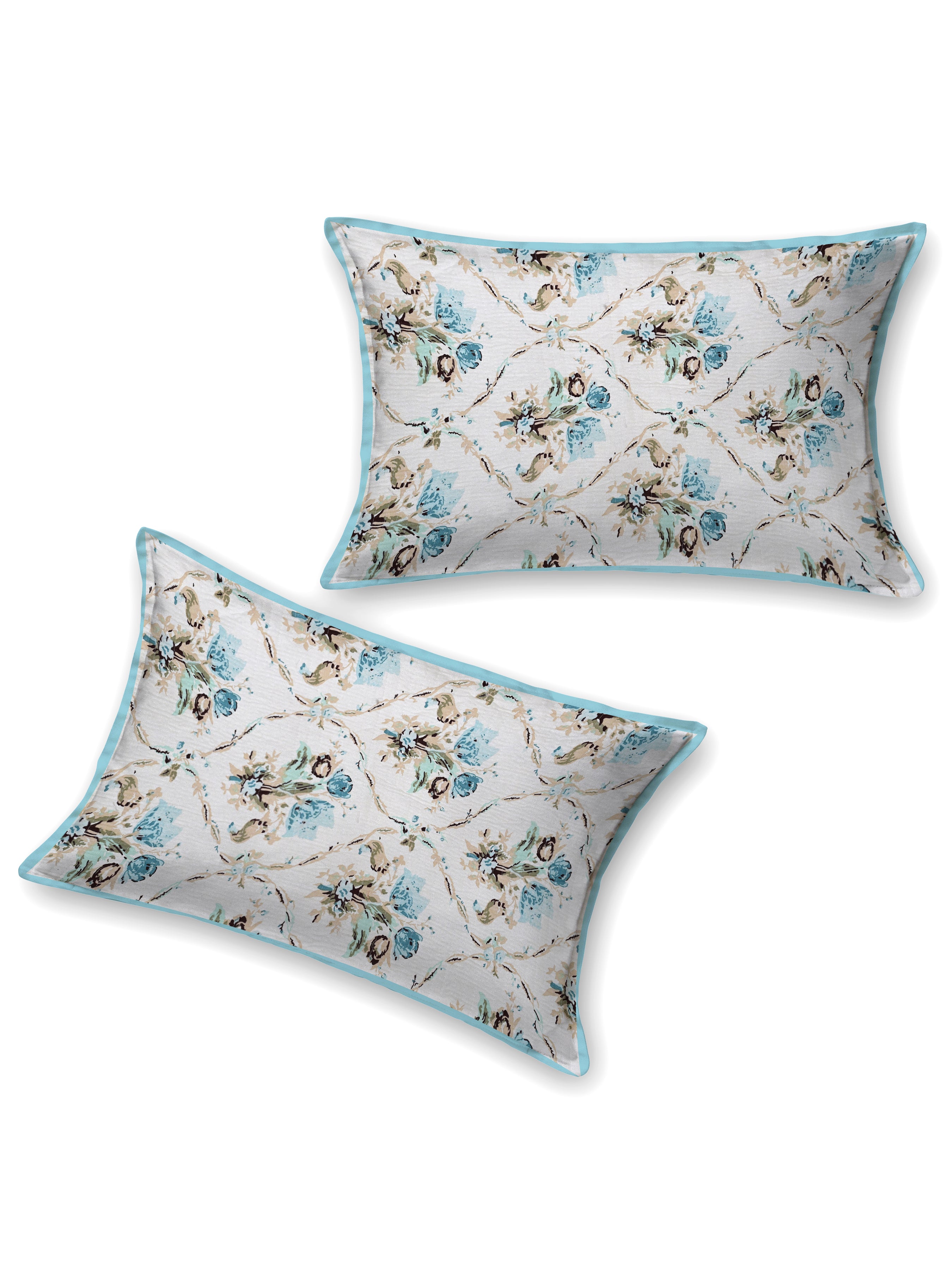 Quilted Floral Printed Reversible Bedcover with 2 Pillow Covers