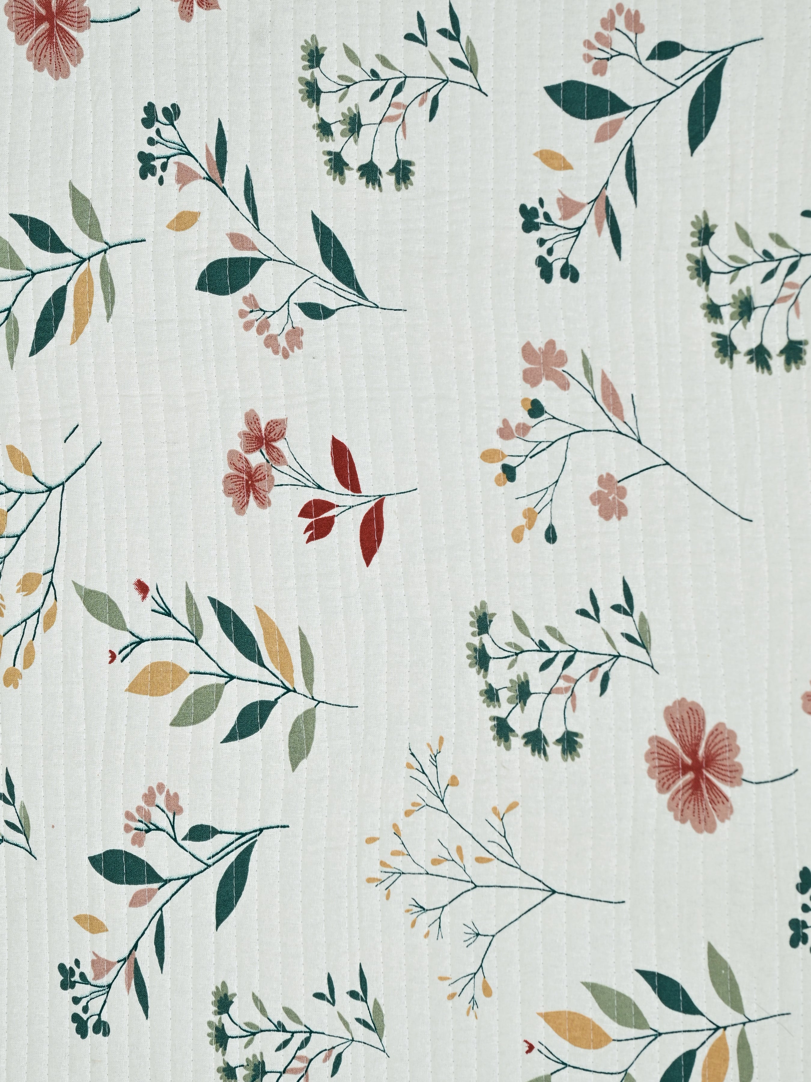Quilted Floral Printed Reversible Bedcover with 2 Pillow Covers