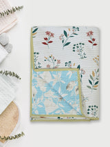 Quilted Floral Printed Reversible Bedcover with 2 Pillow Covers