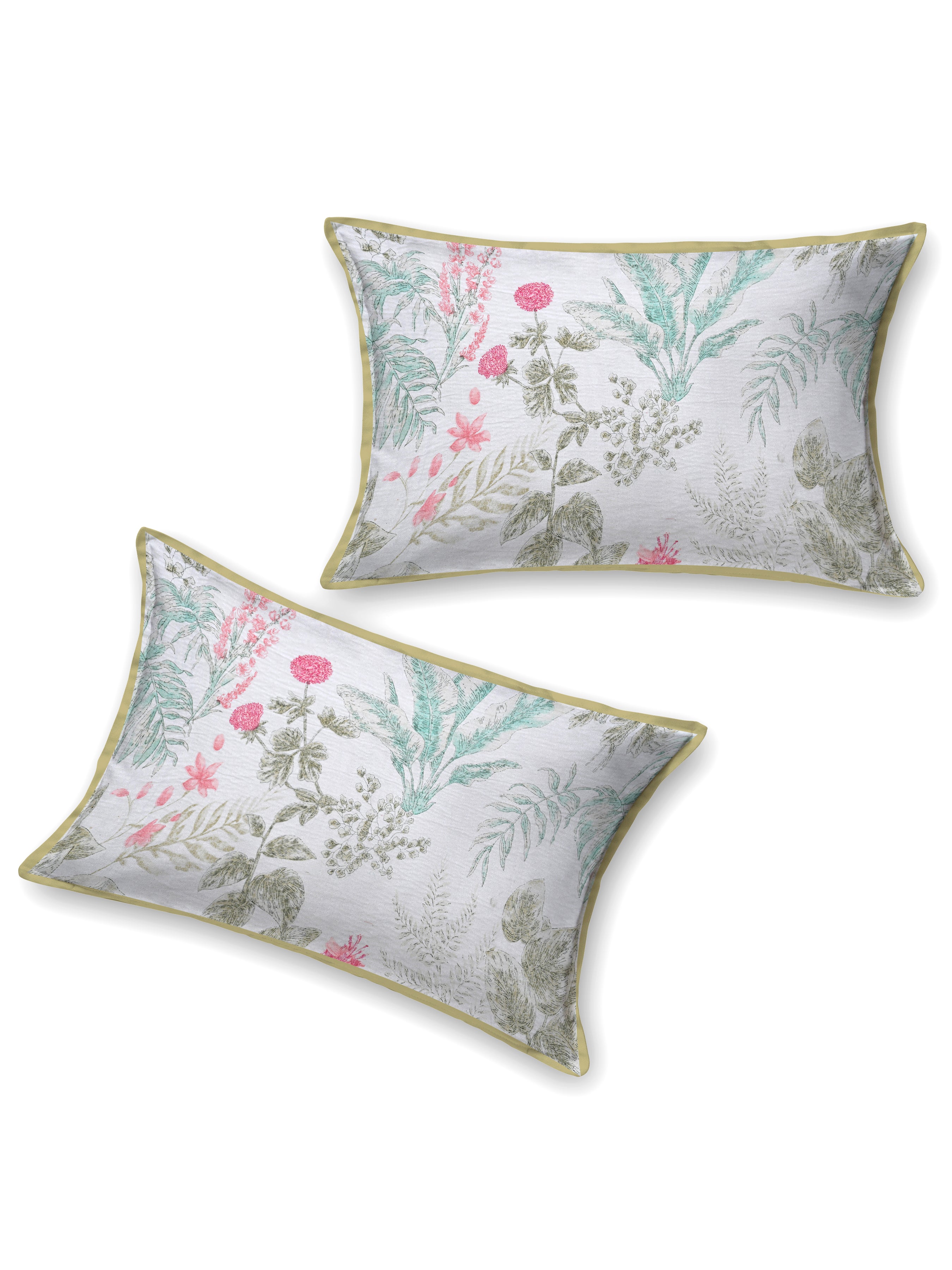 Quilted Floral Printed Reversible Bedcover with 2 Pillow Covers