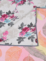 Quilted Floral Printed Reversible Bedcover with 2 Pillow Covers
