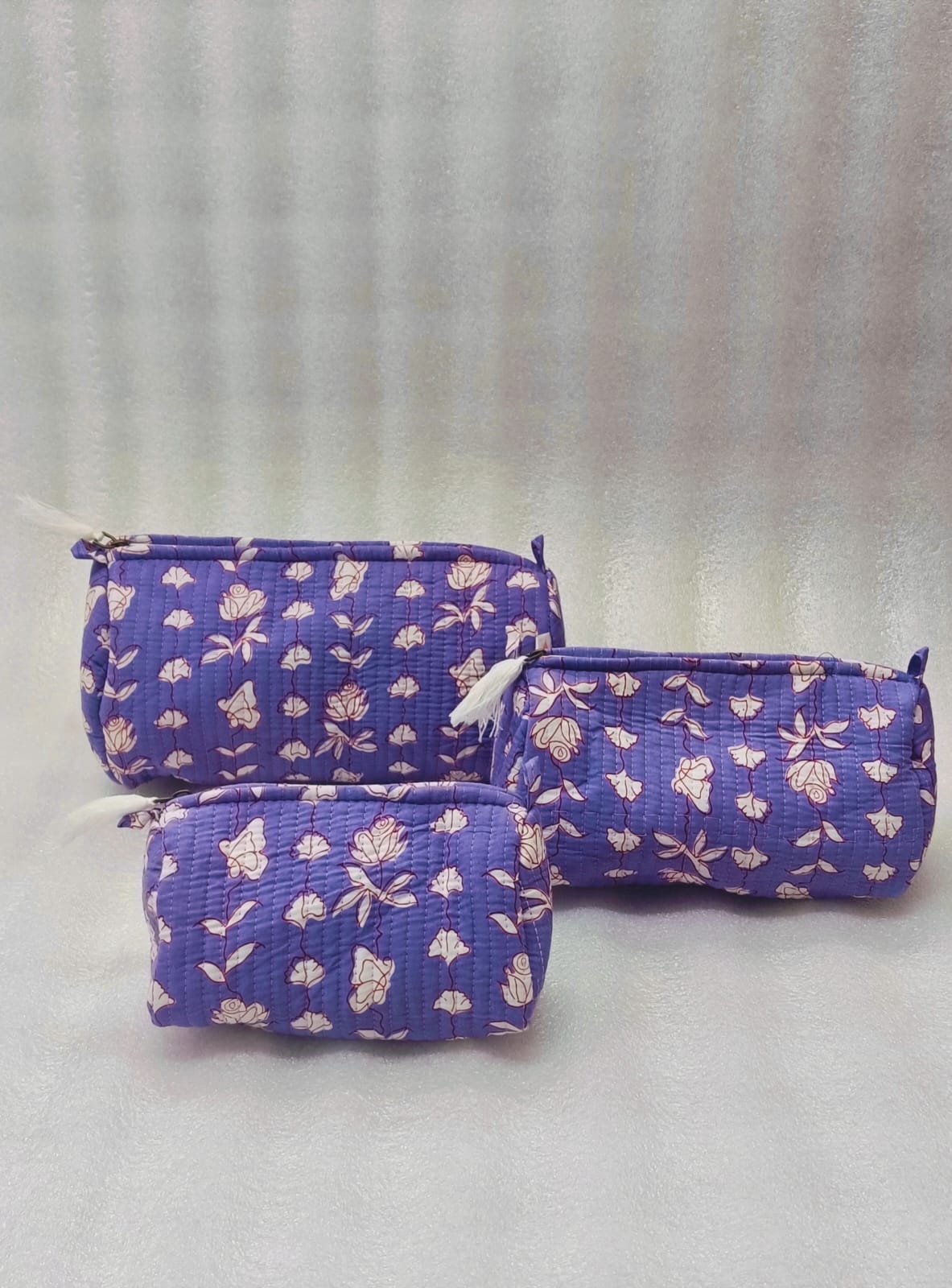 Set of 3 cosmetic bag/pouches with waterproof lining