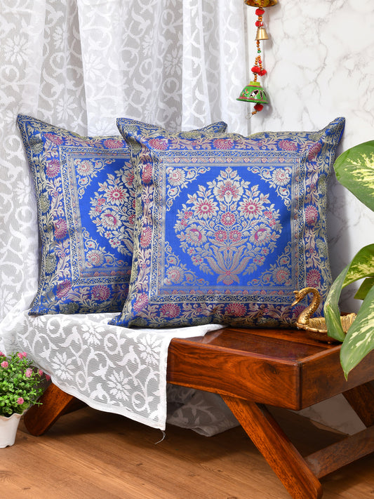 Set of 2 Banarasi Zari Cushion Cover - 16X16 Inches11100820