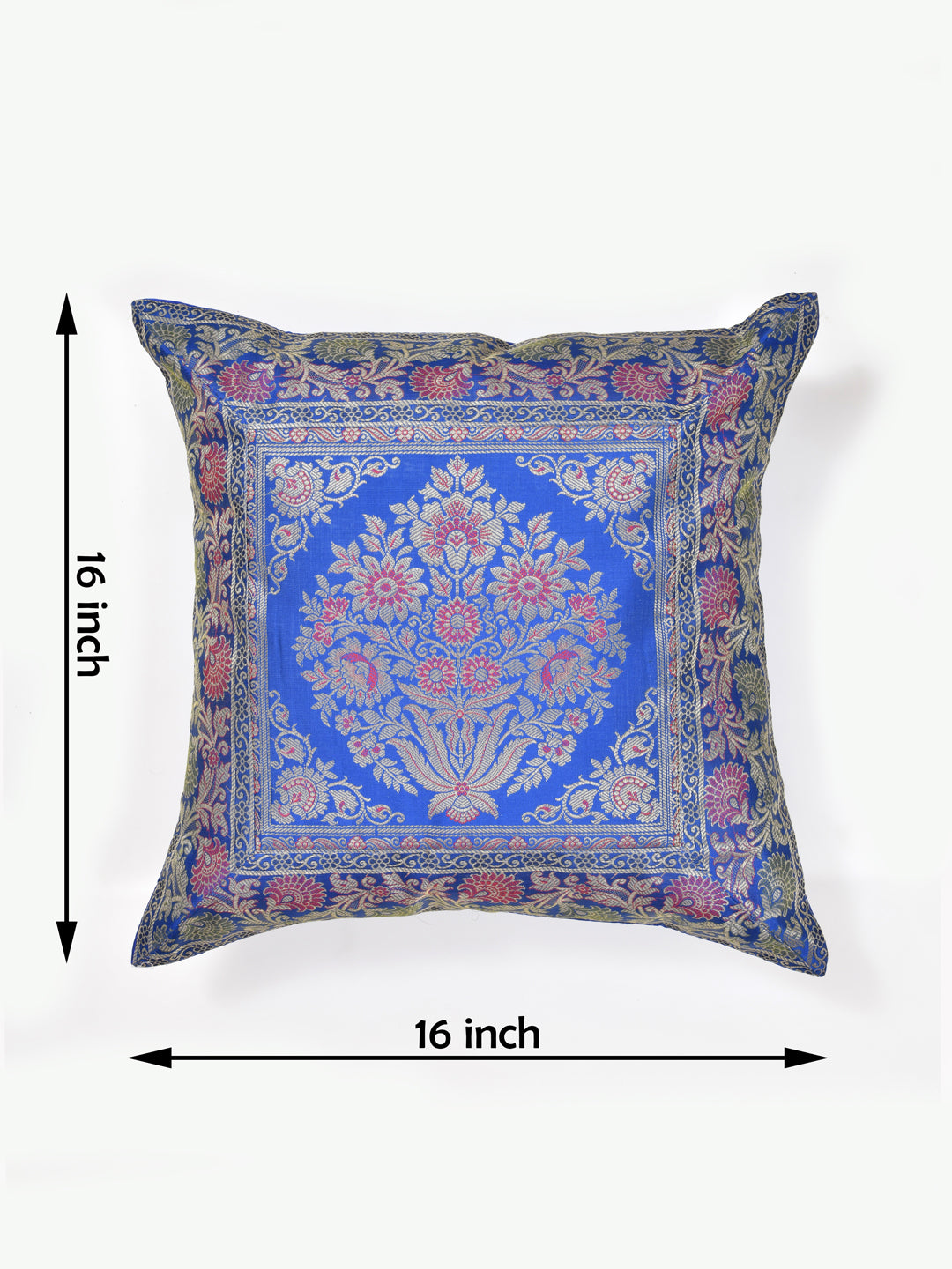 Set of 2 Banarasi Zari Cushion Cover - 16X16 Inches11100820
