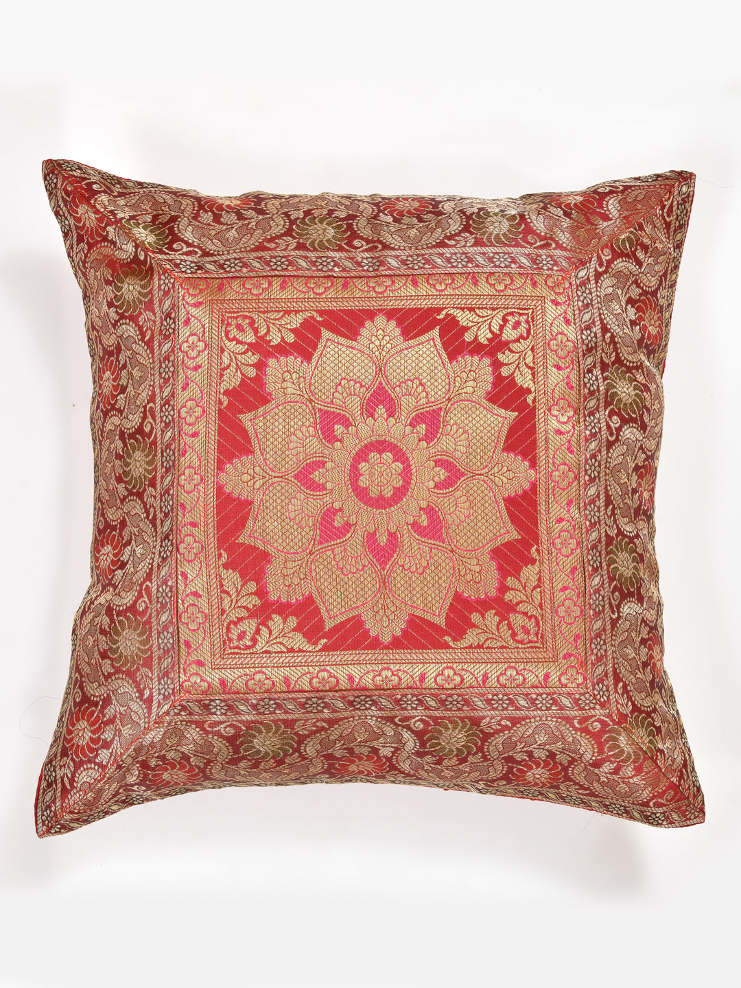 Set of 2 Banarasi Zari Cushion Cover - 16X16 Inches11100815
