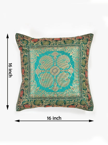 Set of 2 Banarasi Zari Cushion Cover - 16X16 Inches11100817