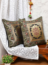 Set of 2 Banarasi Zari Cushion Cover - 16X16 Inches11100814