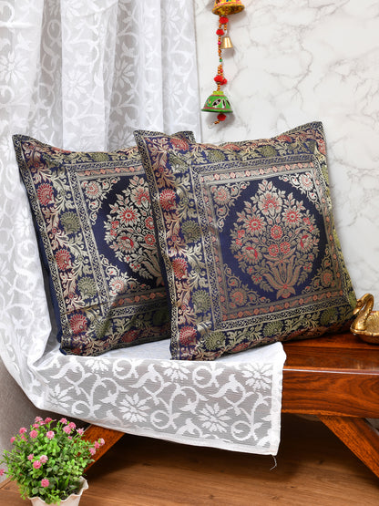 Set of 2 Banarasi Zari Cushion Cover - 16X16 Inches11100822
