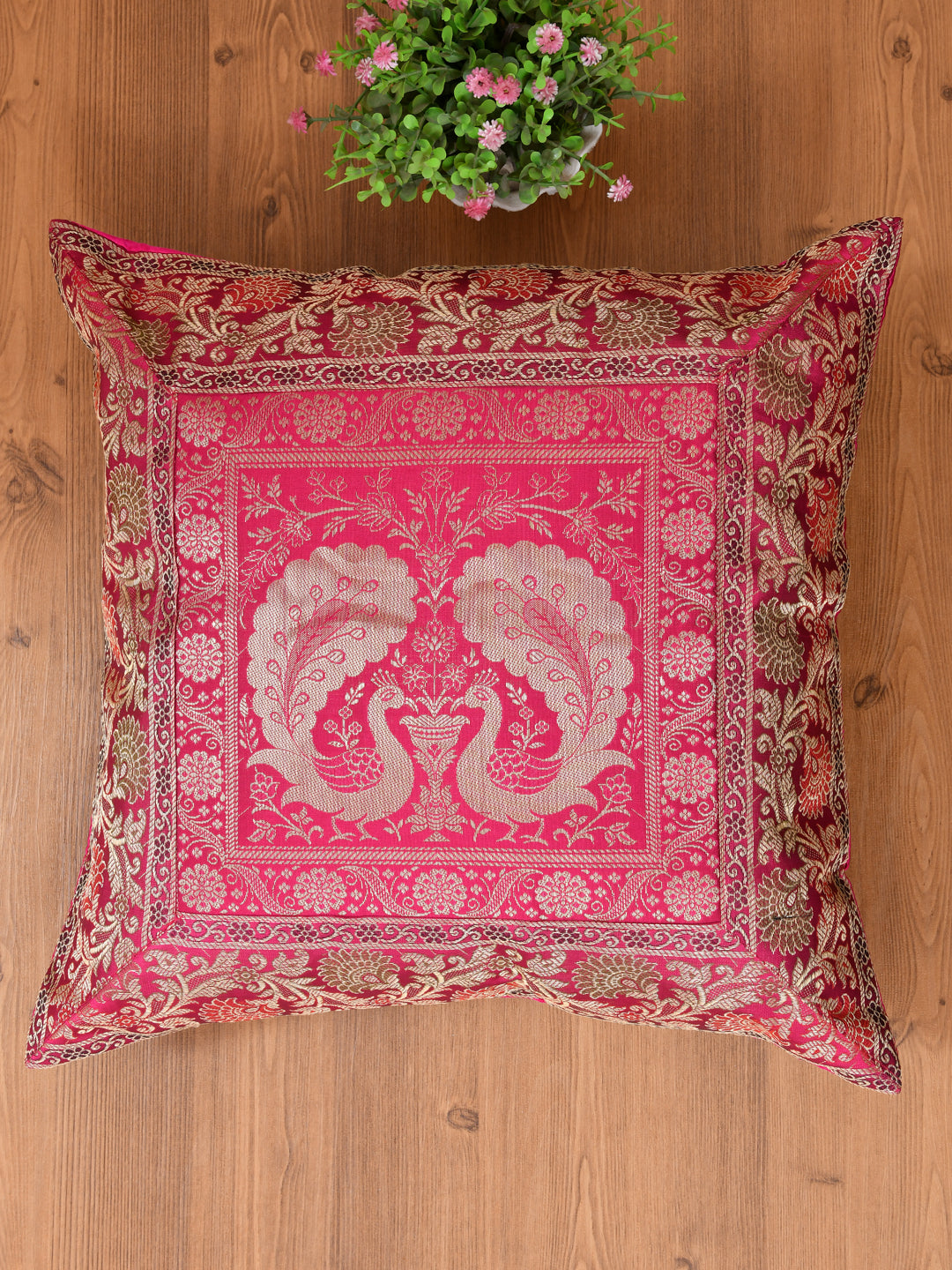 Set of 2 Banarasi Zari Cushion Cover - 16X16 Inches11100819