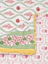 Floral Printed Bedding Set - 1 King Bedsheet, 1 Jaipuri Razai/Quilt, 2 Pillow Covers