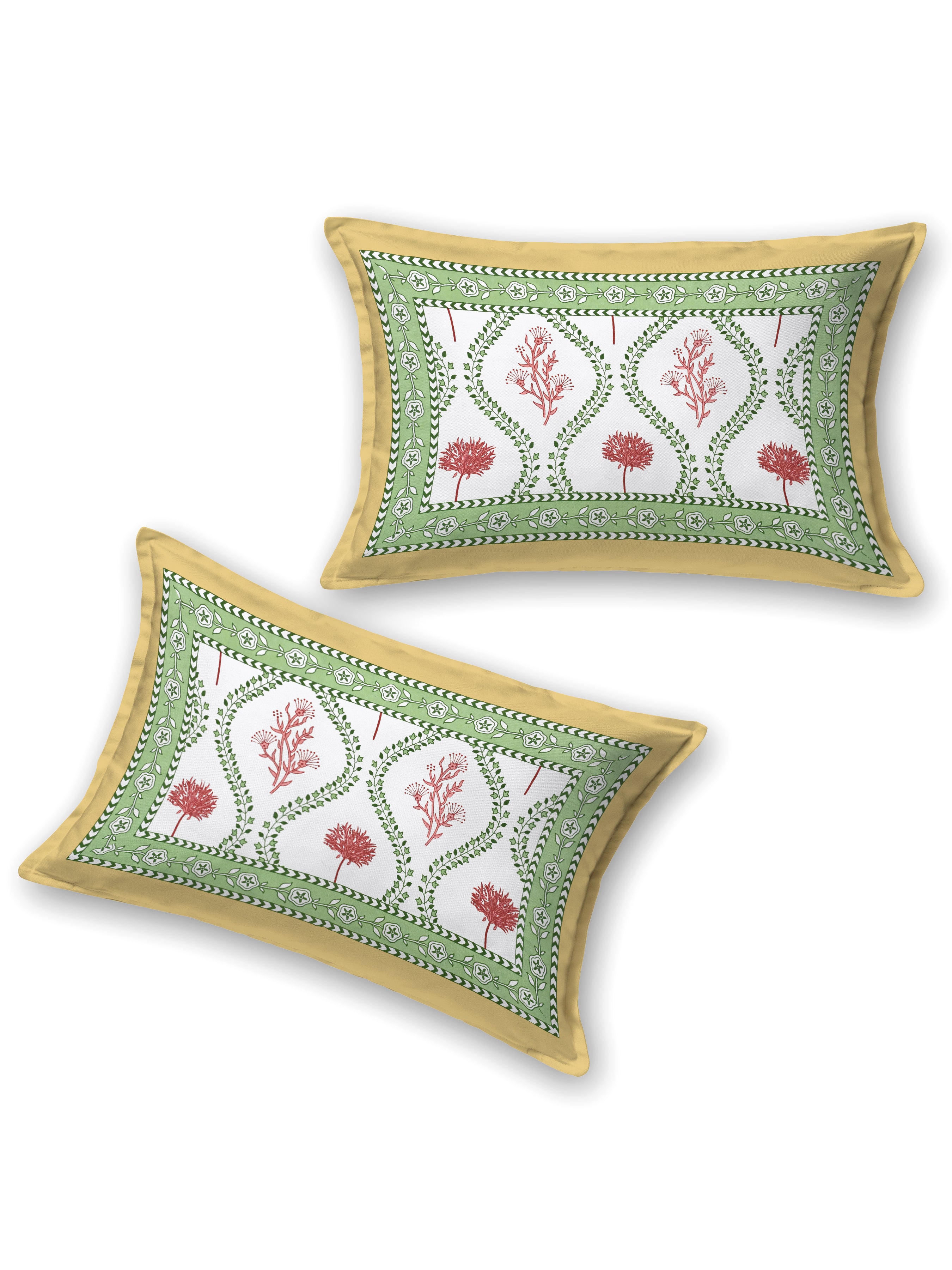 Floral Printed Bedding Set - 1 King Bedsheet, 1 Jaipuri Razai/Quilt, 2 Pillow Covers