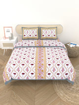 Floral Printed Bedding Set - 1 King Bedsheet, 1 Jaipuri Razai/Quilt, 2 Pillow Covers