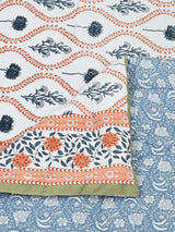 Floral Printed Bedding Set - 1 King Bedsheet, 1 Jaipuri Razai/Quilt, 2 Pillow Covers
