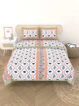 Floral Printed Bedding Set - 1 King Bedsheet, 1 Jaipuri Razai/Quilt, 2 Pillow Covers