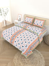 Floral Printed Bedding Set - 1 King Bedsheet, 1 Jaipuri Razai/Quilt, 2 Pillow Covers