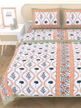 Floral Printed Bedding Set - 1 King Bedsheet, 1 Jaipuri Razai/Quilt, 2 Pillow Covers