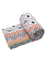 Floral Printed Bedding Set - 1 King Bedsheet, 1 Jaipuri Razai/Quilt, 2 Pillow Covers