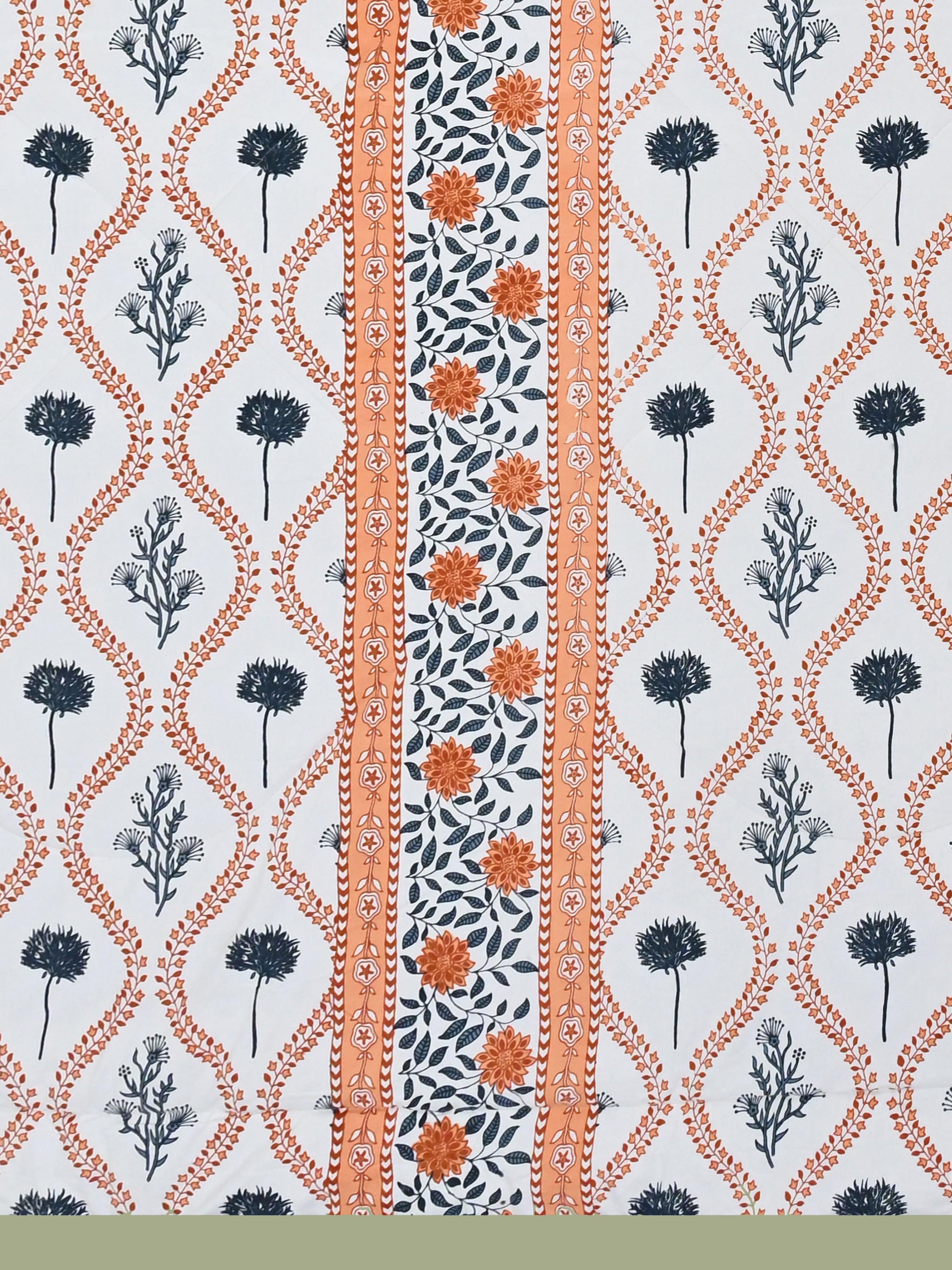 Floral Printed Bedding Set - 1 King Bedsheet, 1 Jaipuri Razai/Quilt, 2 Pillow Covers