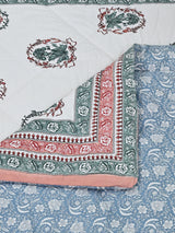 Floral Printed Bedding Set - 1 King Bedsheet, 1 Jaipuri Razai/Quilt, 2 Pillow Covers