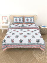 Floral Printed Bedding Set - 1 King Bedsheet, 1 Jaipuri Razai/Quilt, 2 Pillow Covers