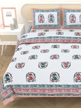 Floral Printed Bedding Set - 1 King Bedsheet, 1 Jaipuri Razai/Quilt, 2 Pillow Covers