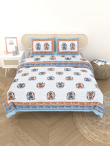 Floral Printed Bedding Set - 1 King Bedsheet, 1 Jaipuri Razai/Quilt, 2 Pillow Covers
