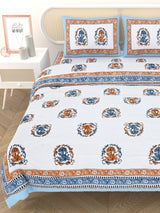 Floral Printed Bedding Set - 1 King Bedsheet, 1 Jaipuri Razai/Quilt, 2 Pillow Covers