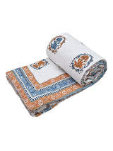 Floral Printed Bedding Set - 1 King Bedsheet, 1 Jaipuri Razai/Quilt, 2 Pillow Covers