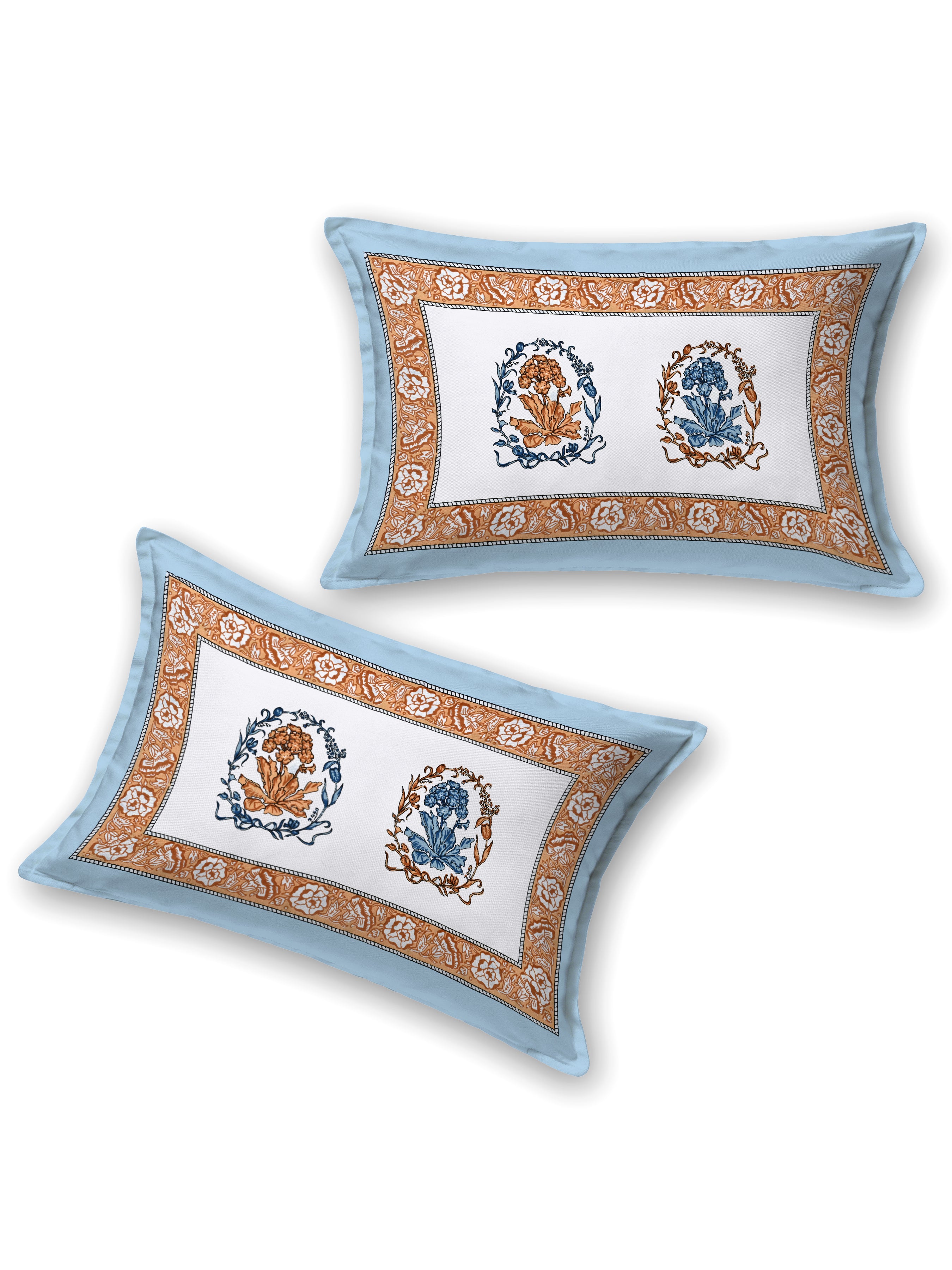 Floral Printed Bedding Set - 1 King Bedsheet, 1 Jaipuri Razai/Quilt, 2 Pillow Covers