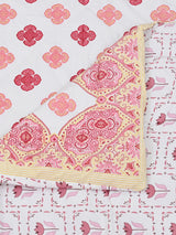 Floral Printed Bedding Set - 1 King Bedsheet, 1 Jaipuri Razai/Quilt, 2 Pillow Covers