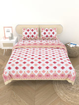Floral Printed Bedding Set - 1 King Bedsheet, 1 Jaipuri Razai/Quilt, 2 Pillow Covers