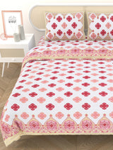 Floral Printed Bedding Set - 1 King Bedsheet, 1 Jaipuri Razai/Quilt, 2 Pillow Covers