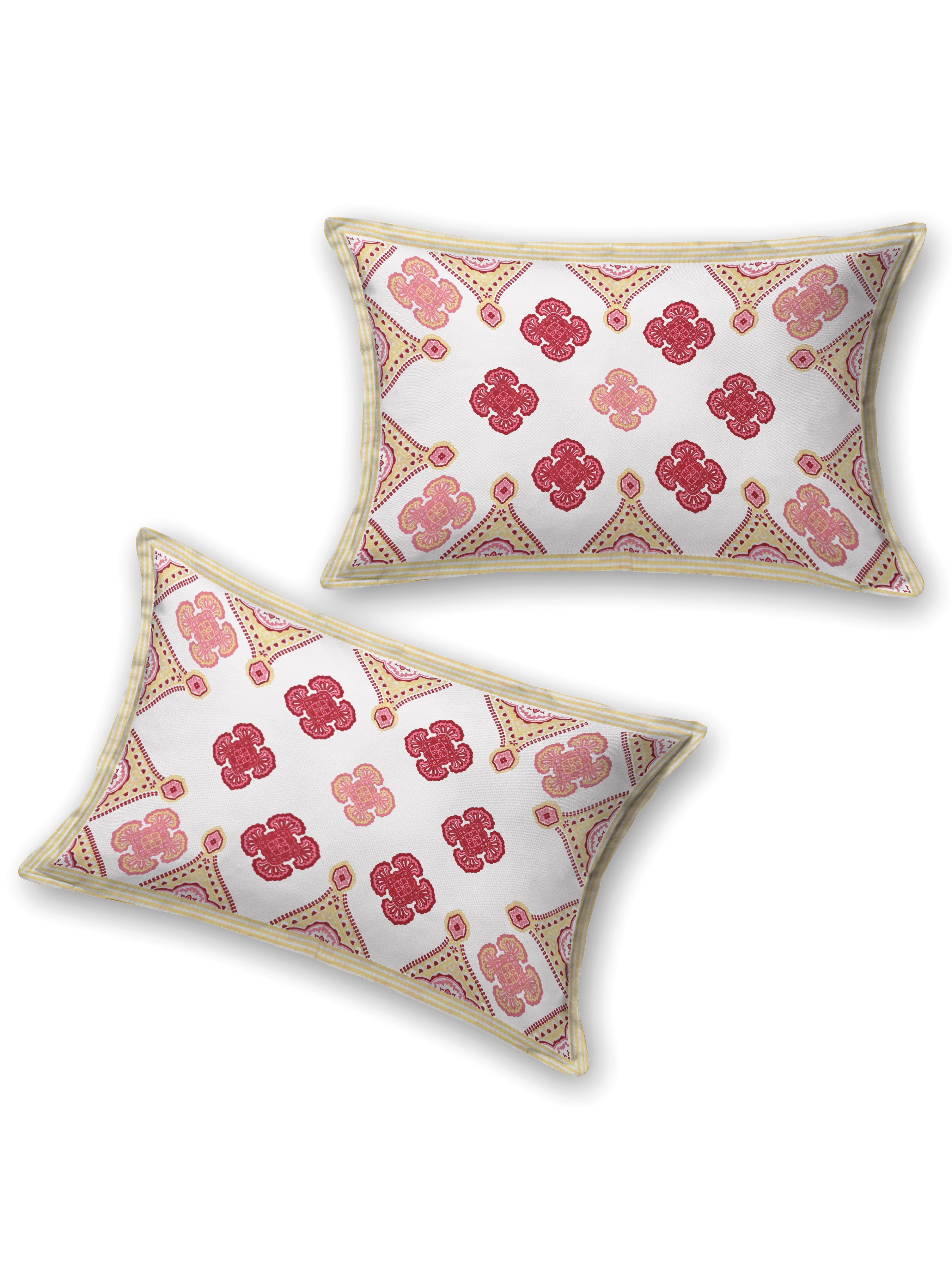 Floral Printed Bedding Set - 1 King Bedsheet, 1 Jaipuri Razai/Quilt, 2 Pillow Covers