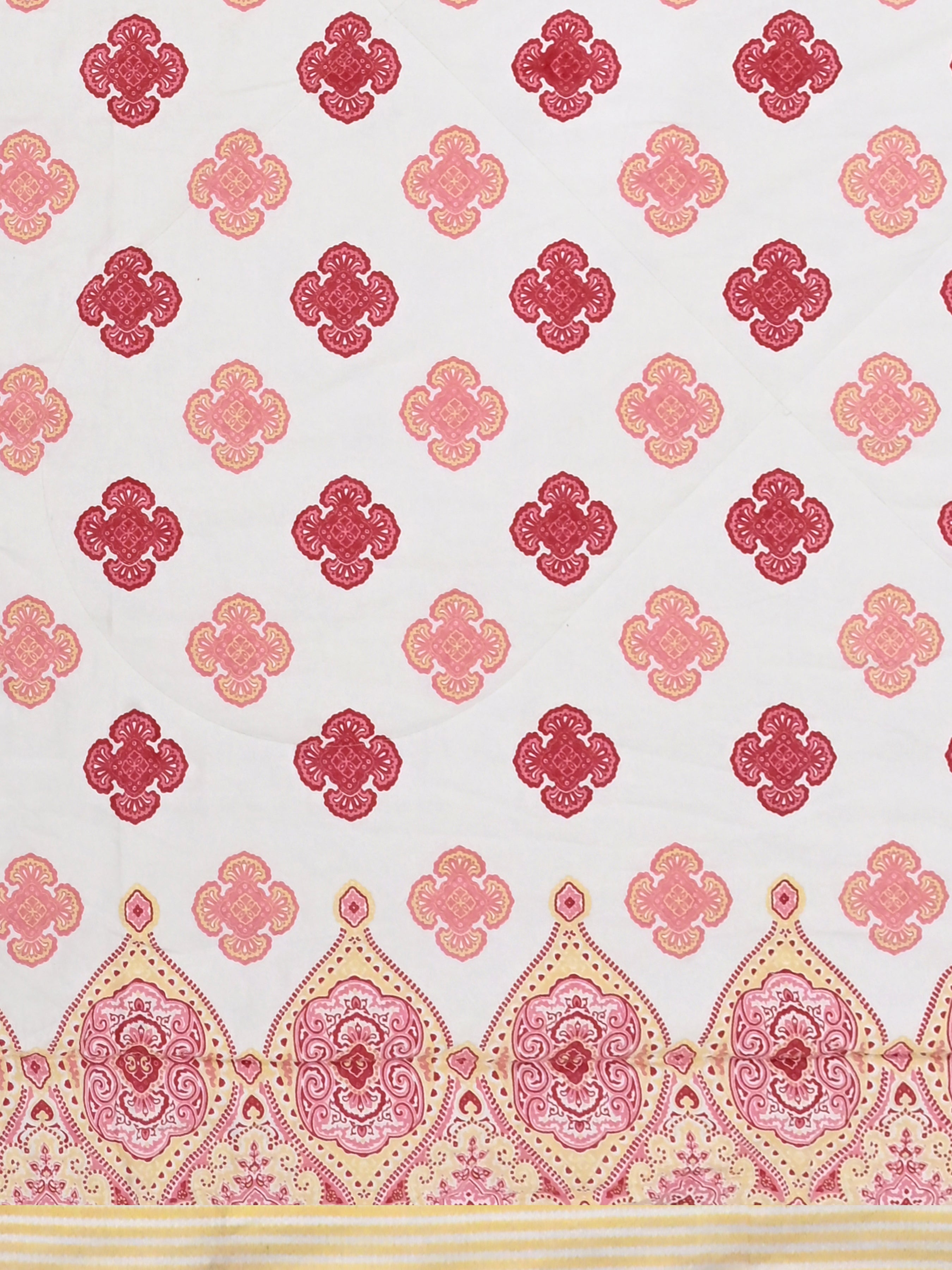 Floral Printed Bedding Set - 1 King Bedsheet, 1 Jaipuri Razai/Quilt, 2 Pillow Covers