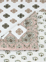 Floral Printed Bedding Set - 1 King Bedsheet, 1 Jaipuri Razai/Quilt, 2 Pillow Covers