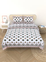 Floral Printed Bedding Set - 1 King Bedsheet, 1 Jaipuri Razai/Quilt, 2 Pillow Covers